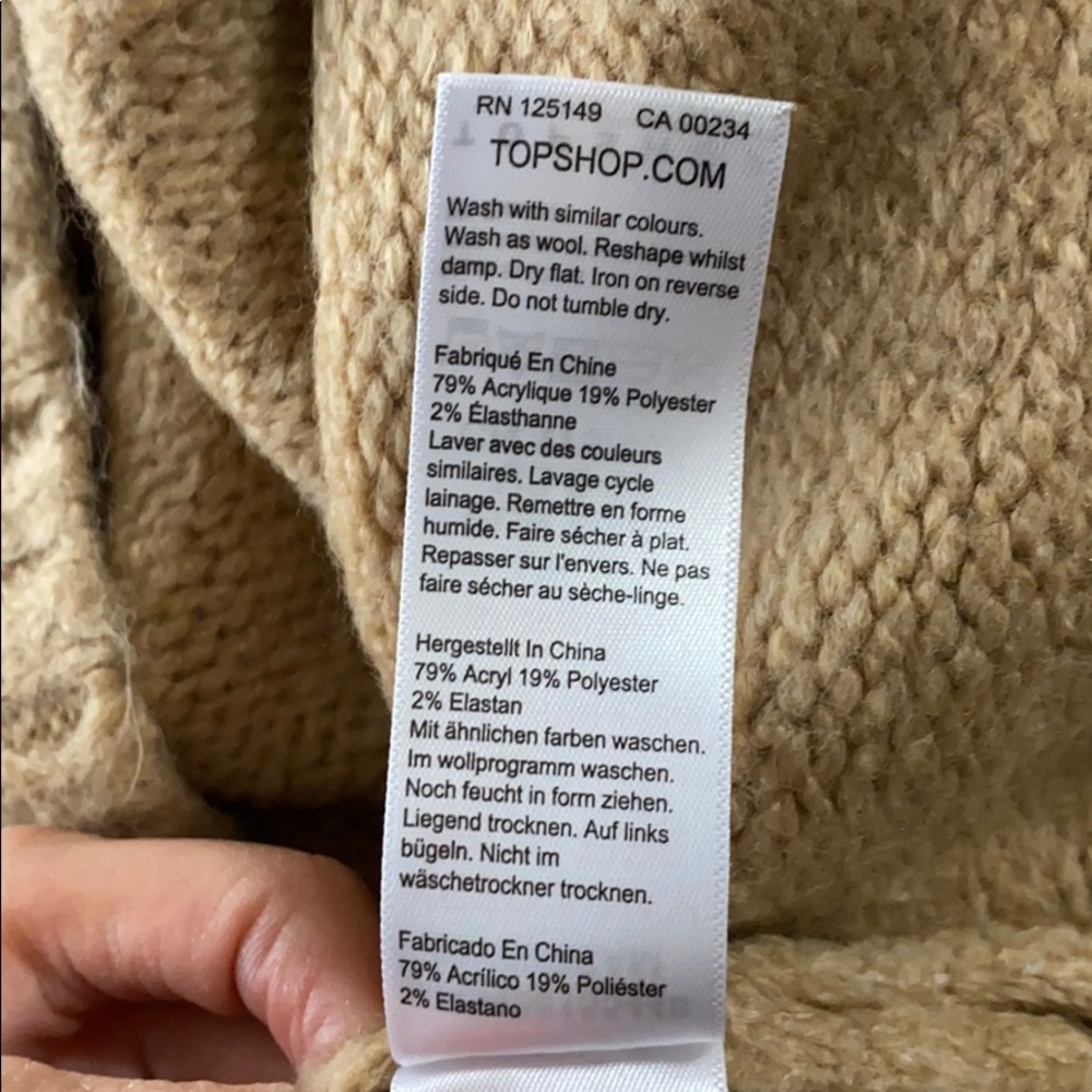 TOPSHOP Camel Tan Funnel Neck Sweater - Picture 8 of 9